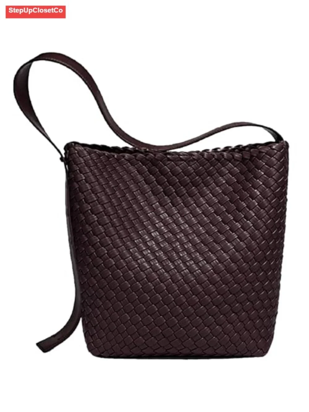 Woven Vegan Leather Tote Bag for Women, Hobo Style, Adjustable Shoulder Strap,
